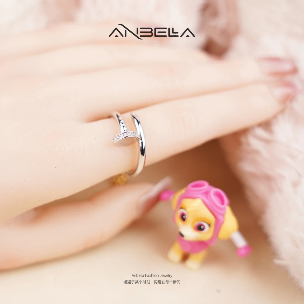 铜合金合成锆石戒指 欧美轻奢简约戒指气质时尚百搭情侣个性1041