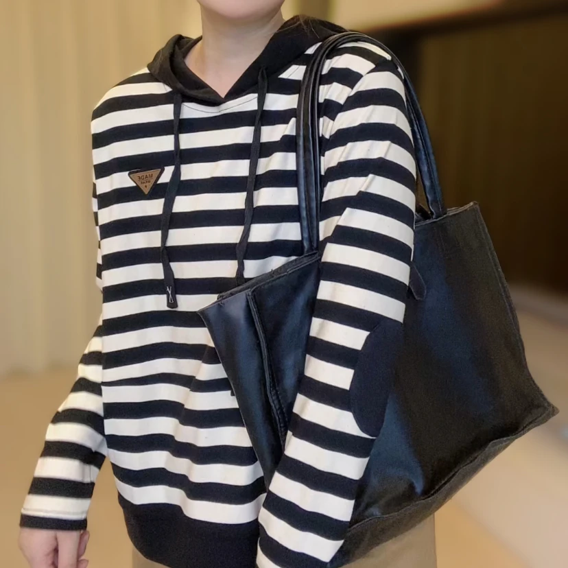 秋季新款连帽条纹高弹力打底衫女宽松休闲百搭显瘦洋气女装上衣