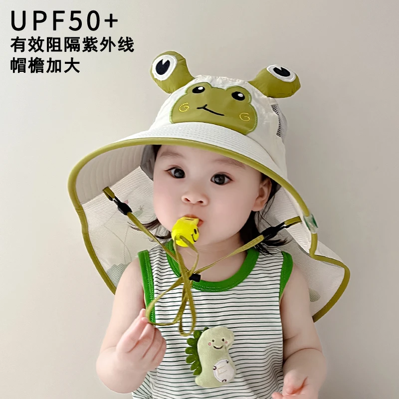 儿童帽子夏季薄款披肩护脖帽防紫外线透气男女宝宝小孩遮阳帽子