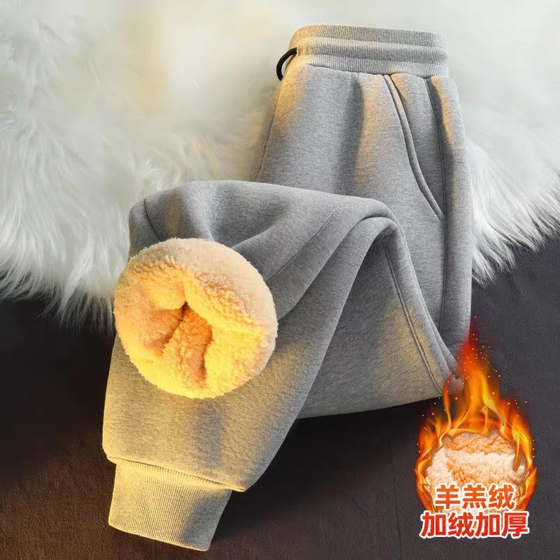 仓石一树加绒加厚卫裤男秋冬季束脚休闲长裤子纯色百搭男士运动裤