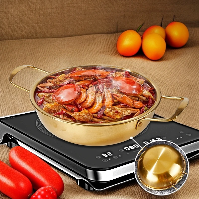 【一个5.99元】不锈钢锅海鲜锅火锅泡面锅汤锅带盖金属材料及制品锅