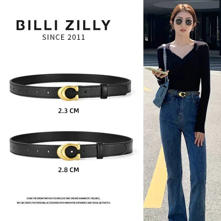 女士皮带真皮棕色百搭裤腰带女外套西裤牛仔裤装饰黑时尚2024高档