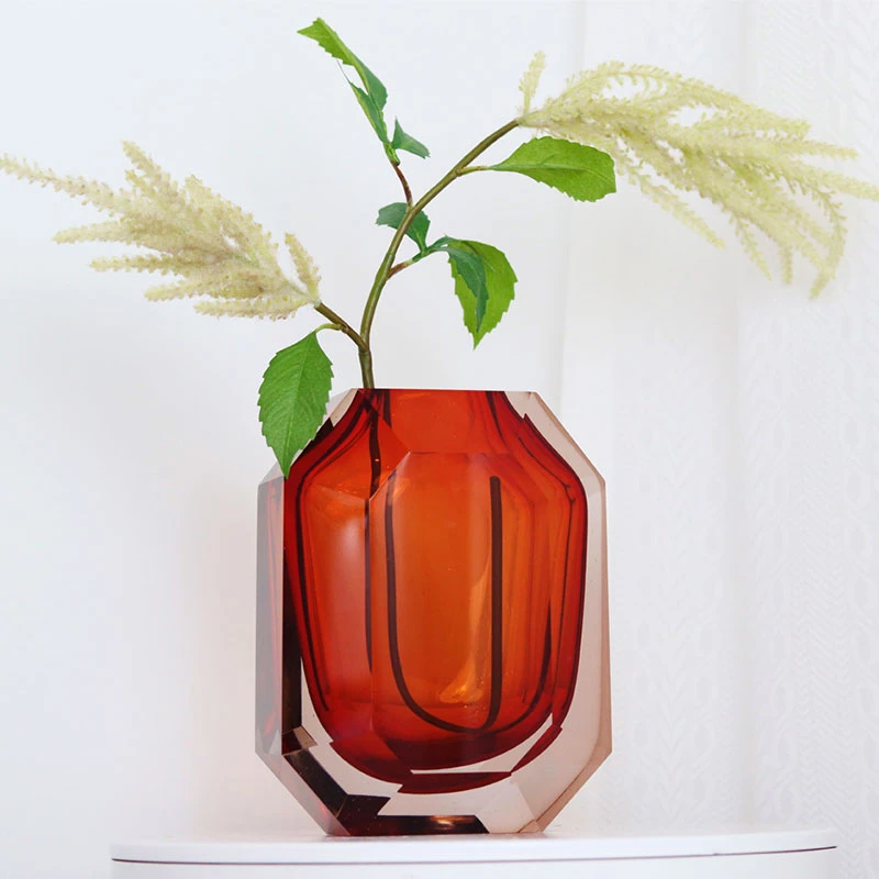 晶莹琉璃艺术花瓶 【 光影玫瑰 】现代意式轻奢琉璃花瓶