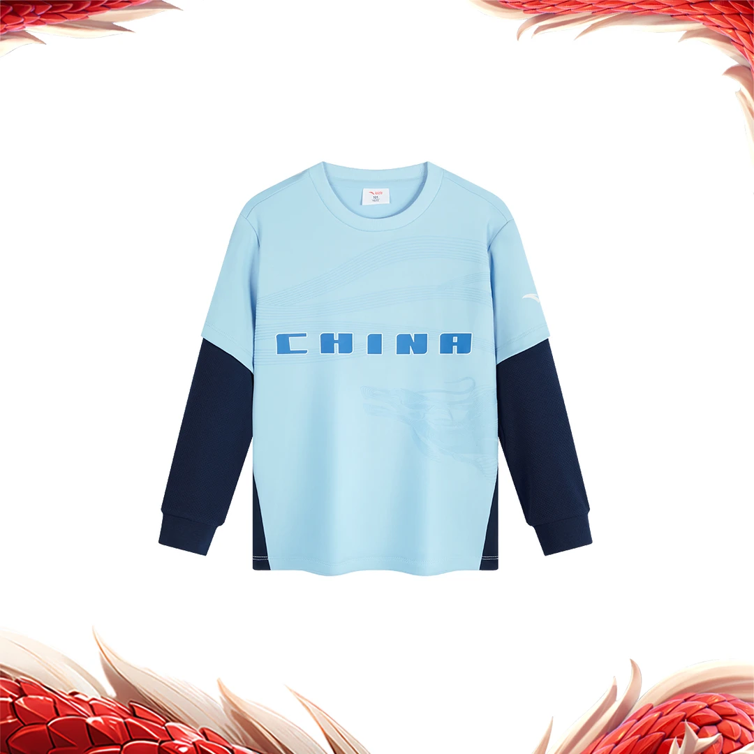 运动文化安踏儿童男小童针织长袖衫2025秋季透气亲肤运动休闲长袖