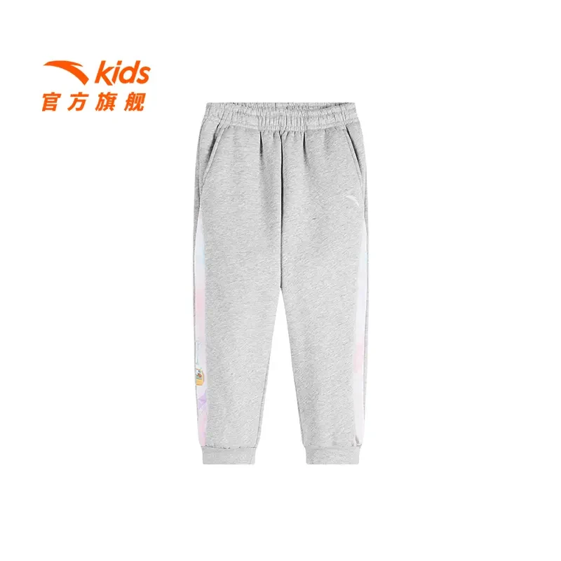 安踏儿童女小童针织运动长裤2025冬新款舒适保暖儿童羊羔绒运动裤