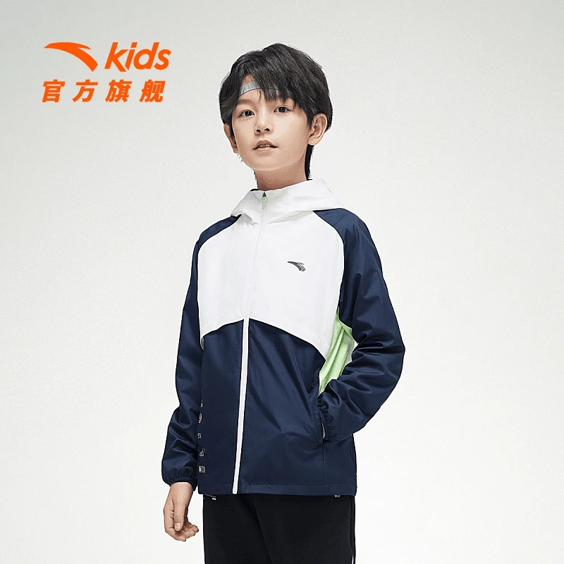 安踏儿童梭织运动上衣2025年夏季新款男大童舒适运动款梭织薄外套