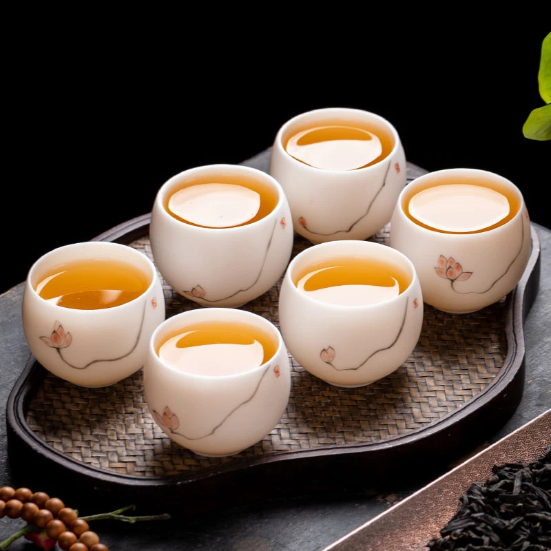 德化羊脂玉瓷手绘主人杯小号单杯女士陶瓷高档白瓷茶杯个人品茗杯