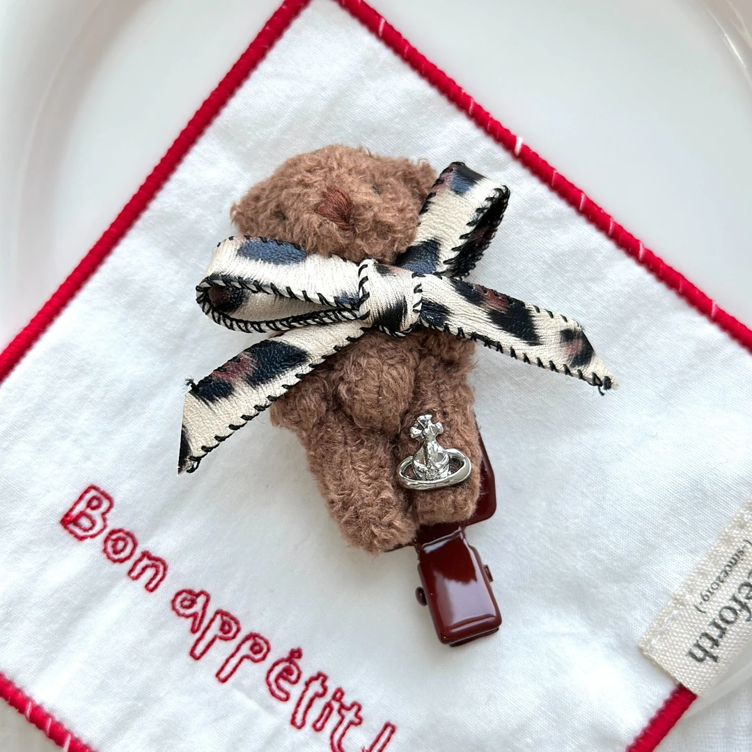 韩国东大门定制款原创设计简约棕色小熊风发夹   YZ21