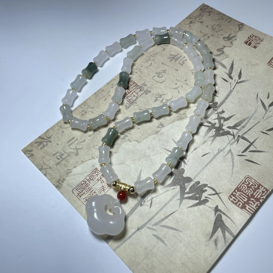 天然玉石 祥云锁竹节妈妈链 T123（多样性发货,拍一发一）