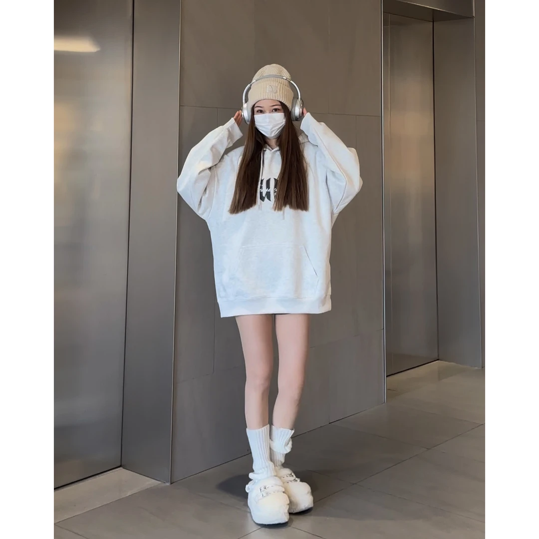 美式复古创意字母印花连帽卫衣男女2025新款春季潮牌情侣宽松帽衫