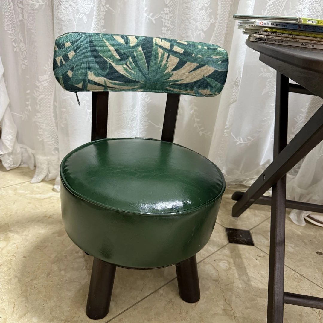 旋转小椅子家用小凳子客厅实木简约小矮凳靠背换鞋凳简约小板凳