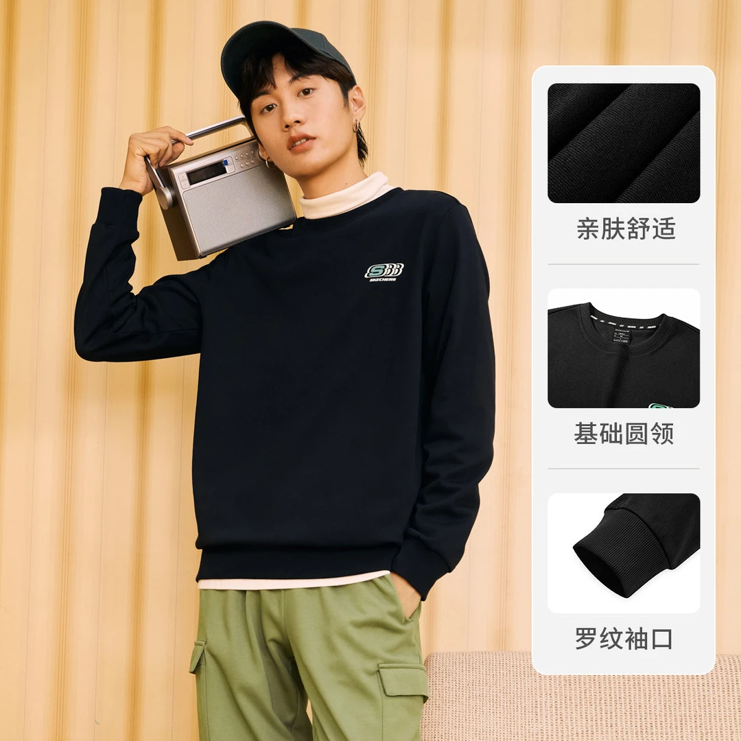 SKECHERS/斯凯奇23年秋冬季时尚潮流男女同款运动针织套头卫衣