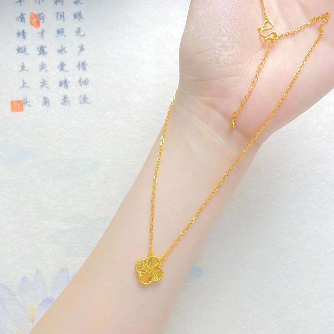 坠链均足银 四叶草项链经典百搭镭射幸运草女友闺蜜足银礼物