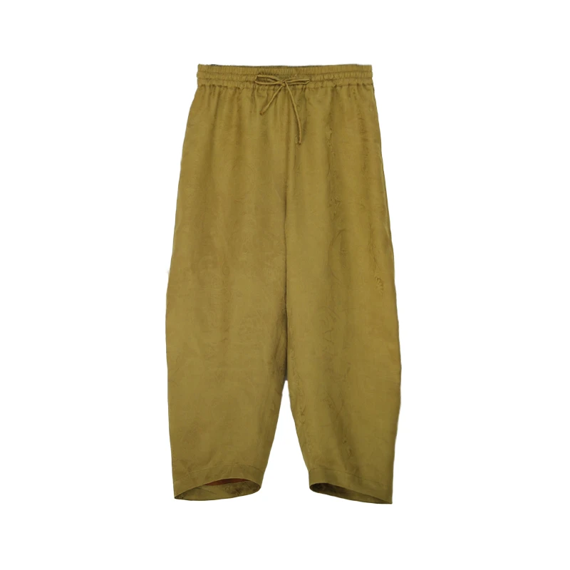 25姆满桑桑波缎花罗罗马假日松紧腰可调节九分香蕉裤12411-8