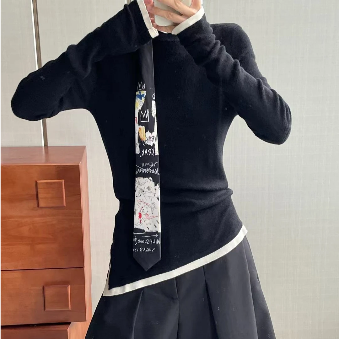 羊毛拼接修身打底衫1294