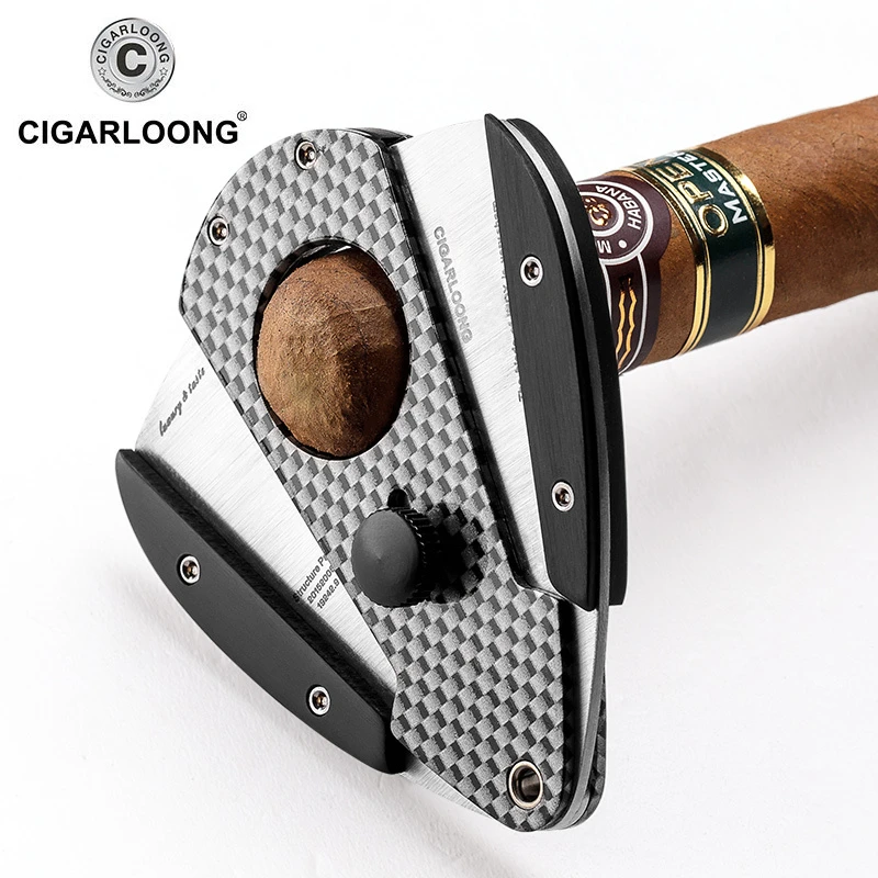 CIGARLOONG茄龍雪茄剪不锈钢锋利雪茄剪刀配刀皮套CC-B1002