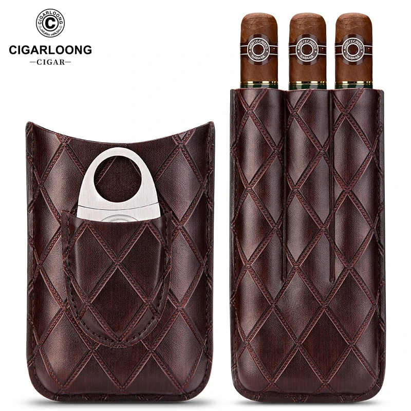 CIGARLOONG茄龙雪茄套便携式牛皮革保湿烟盒工具套装 CLH-21LP1