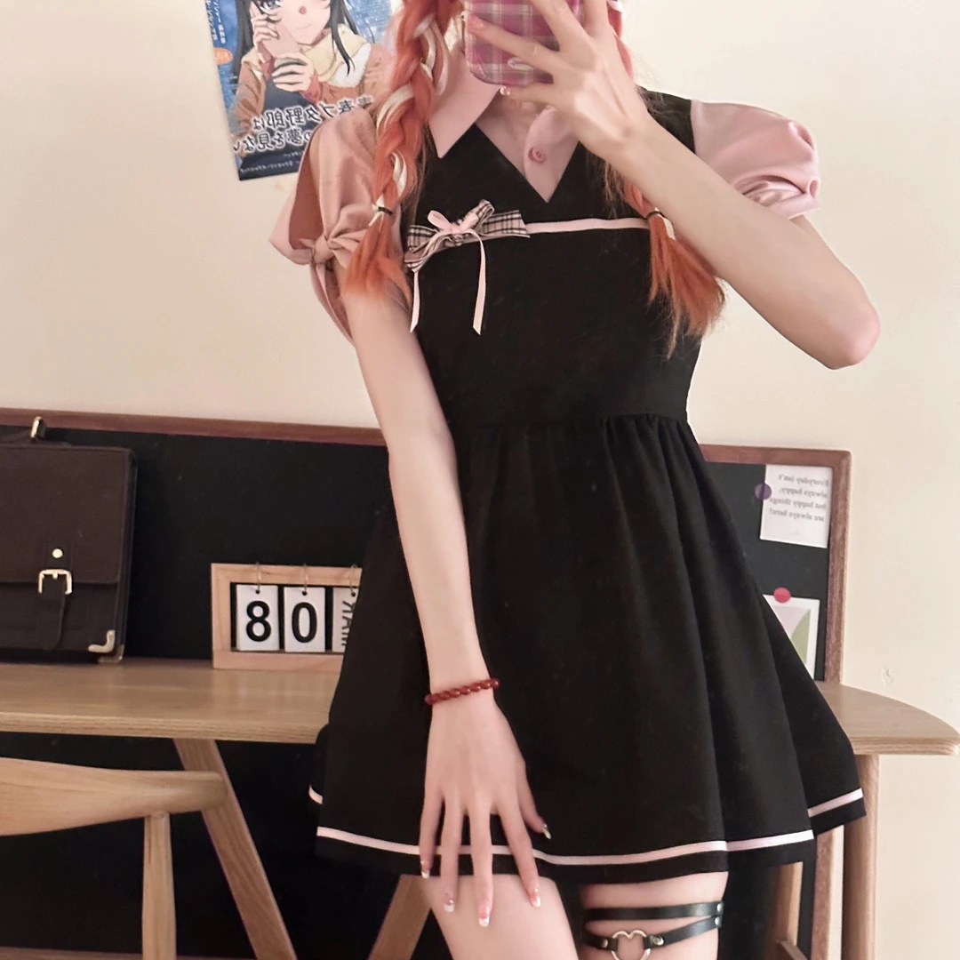 黑莓缪斯 原创 暗黑风学院风jk制服收腰丹宁风废土风老钱风连衣裙