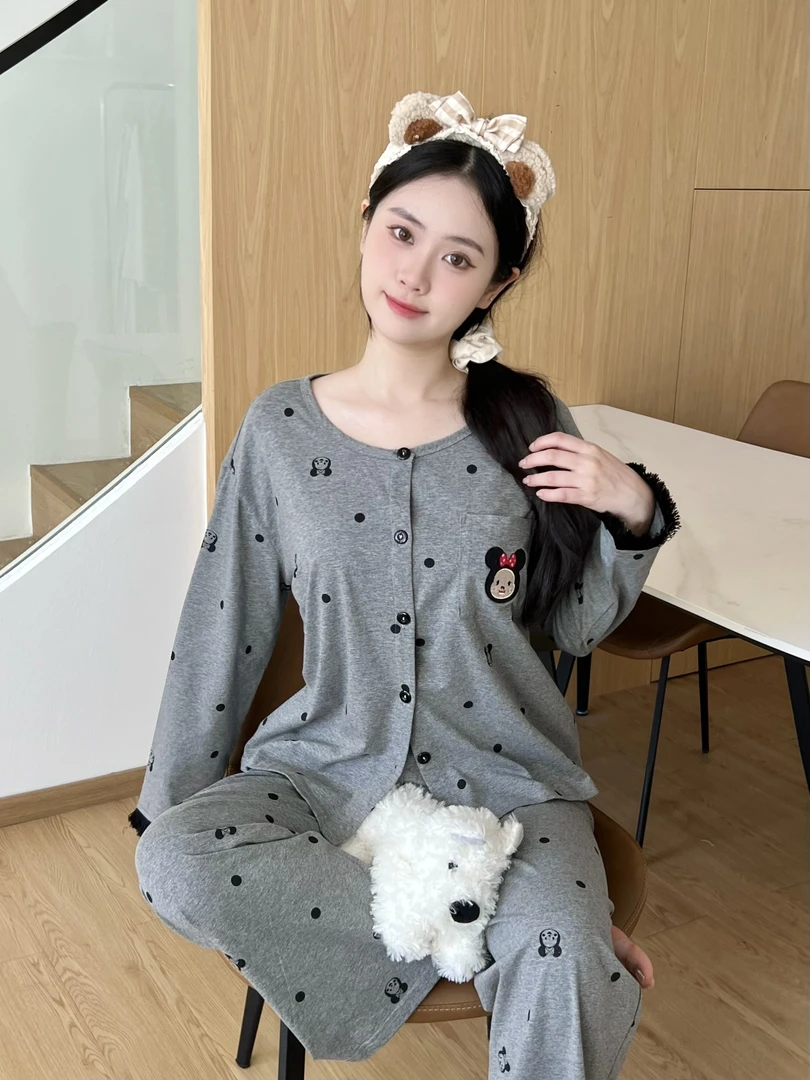 秋冬品牌睡衣纯棉家居服可爱长袖长裤套装