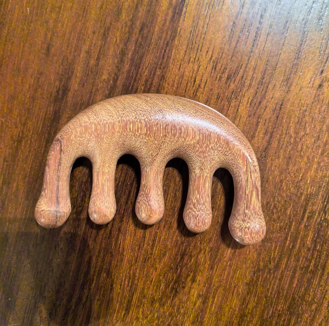 非金属木质手链 绿T木五齿头皮按摩梳 疏通经络穴道按摩携带方便