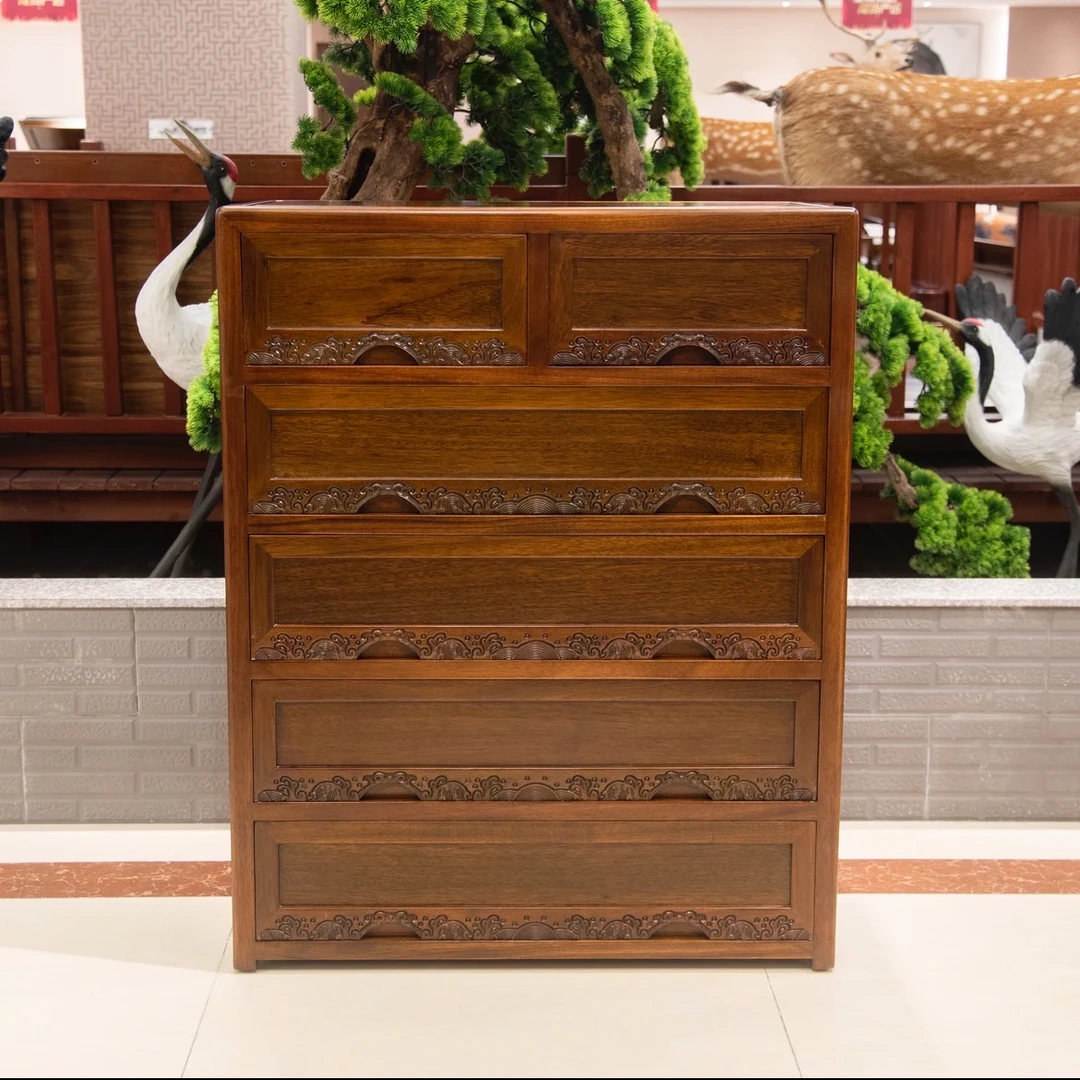 一帆风顺六斗柜抽屉柜客厅收纳柜中式储物木质 尺寸:88*46*110