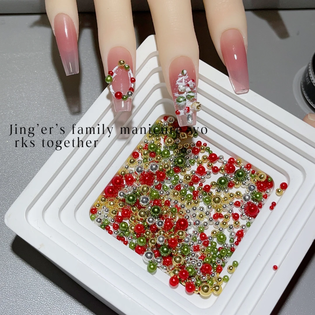 静儿圣诞立体钢珠材料包美甲饰品