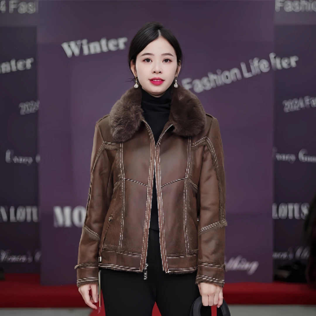 2024冬季时尚女士短款修身保暖外套 1104