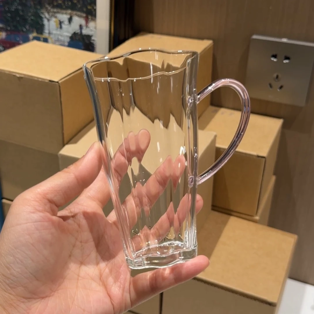 手工玻璃水杯绿茶杯家用泡茶杯办公室花茶杯玻璃杯耐高温带把杯