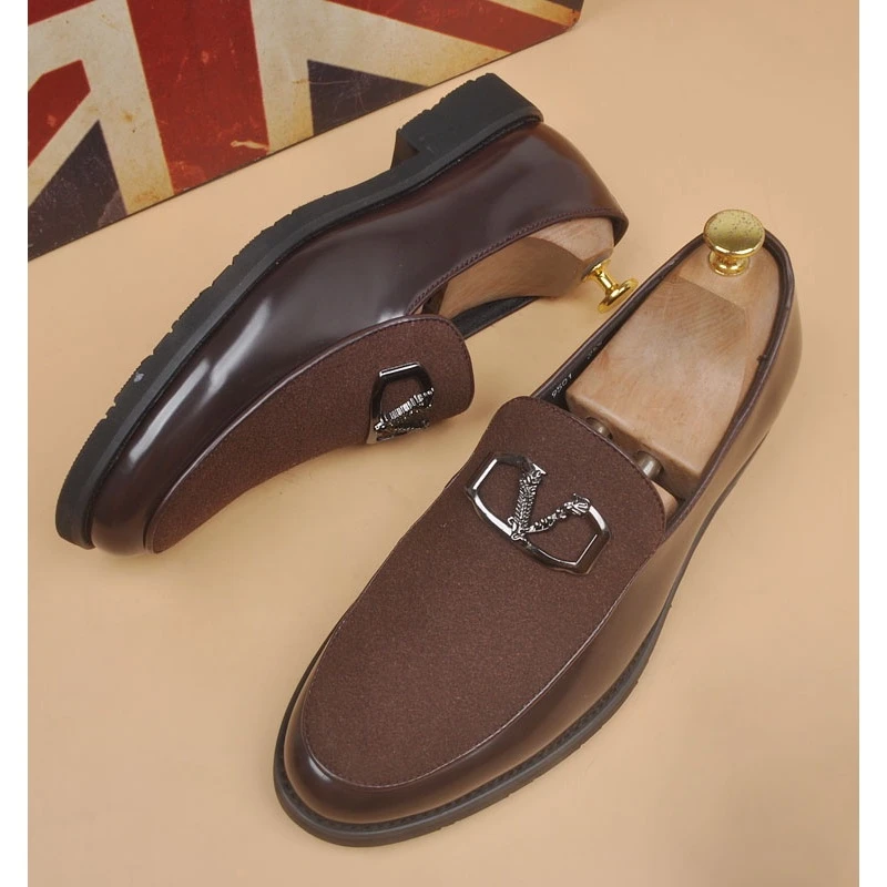 男士轻奢高级感商务休闲尖头皮鞋磨砂反绒皮韩版青春潮流内增高鞋