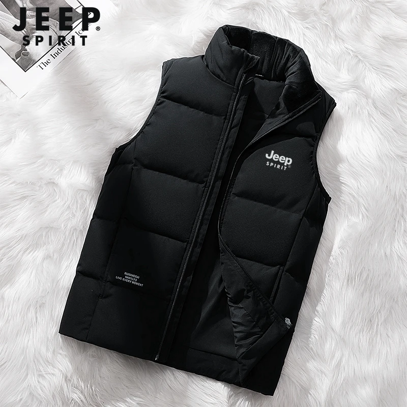 吉普JEEP羽绒马甲男女秋冬季大码白鸭绒潮牌外穿背心情侣坎肩外套
