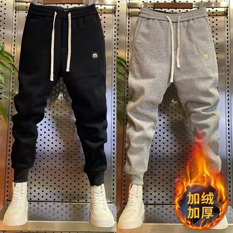 2024秋冬新款休闲裤子男宽松束脚工装裤时尚潮男秋冬裤子加绒加厚