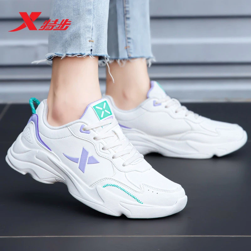 XTEP/特步防滑运动鞋复古春季百搭减震跑鞋系带老爹鞋休闲女鞋