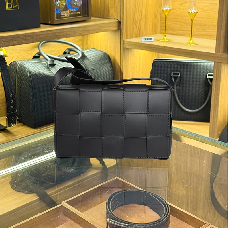 BV头层胎牛皮纯手工编织小方包时尚百搭单肩斜挎包潮牌高档轻奢