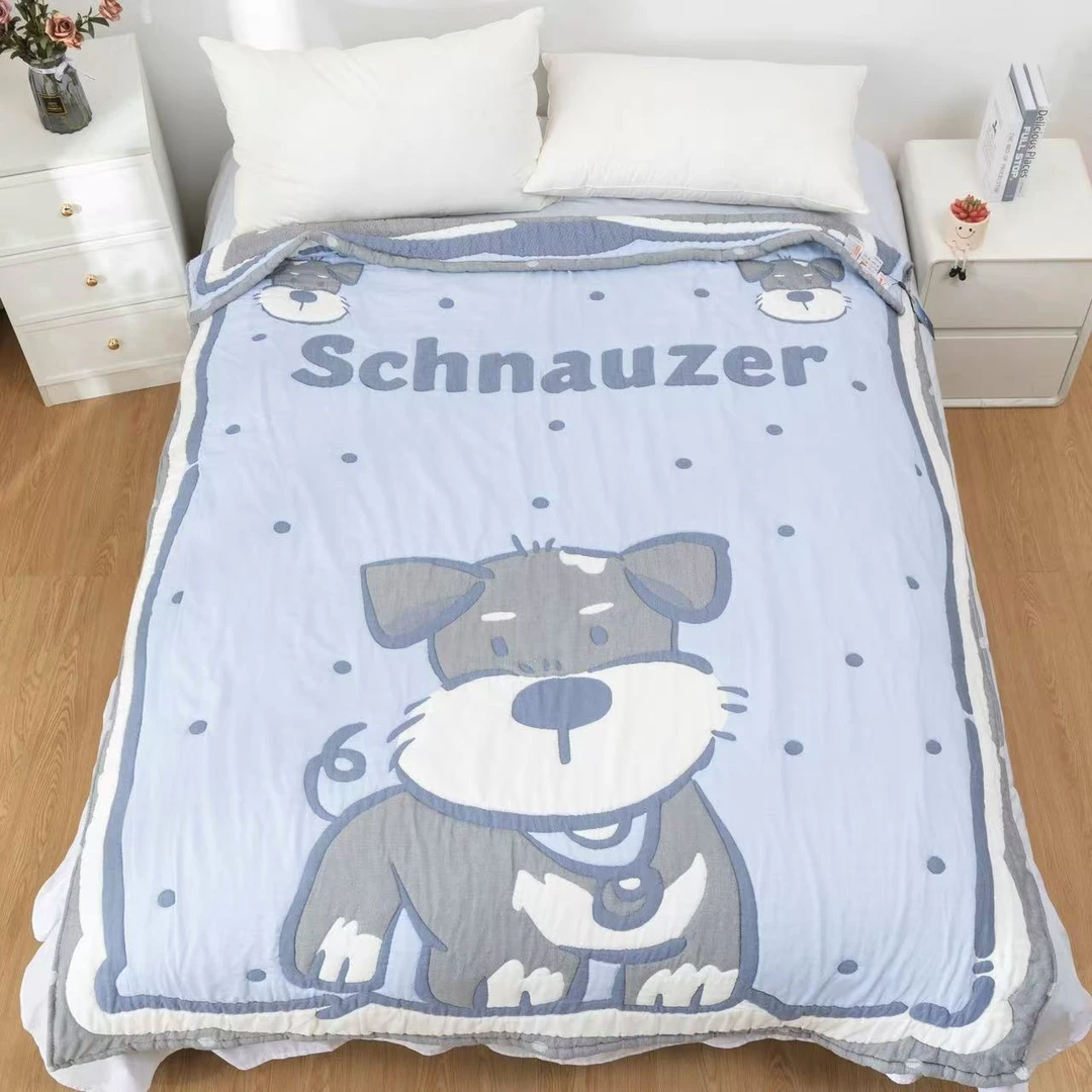 【蓝狗薄】150*200cm全棉纱布薄款泡芙被