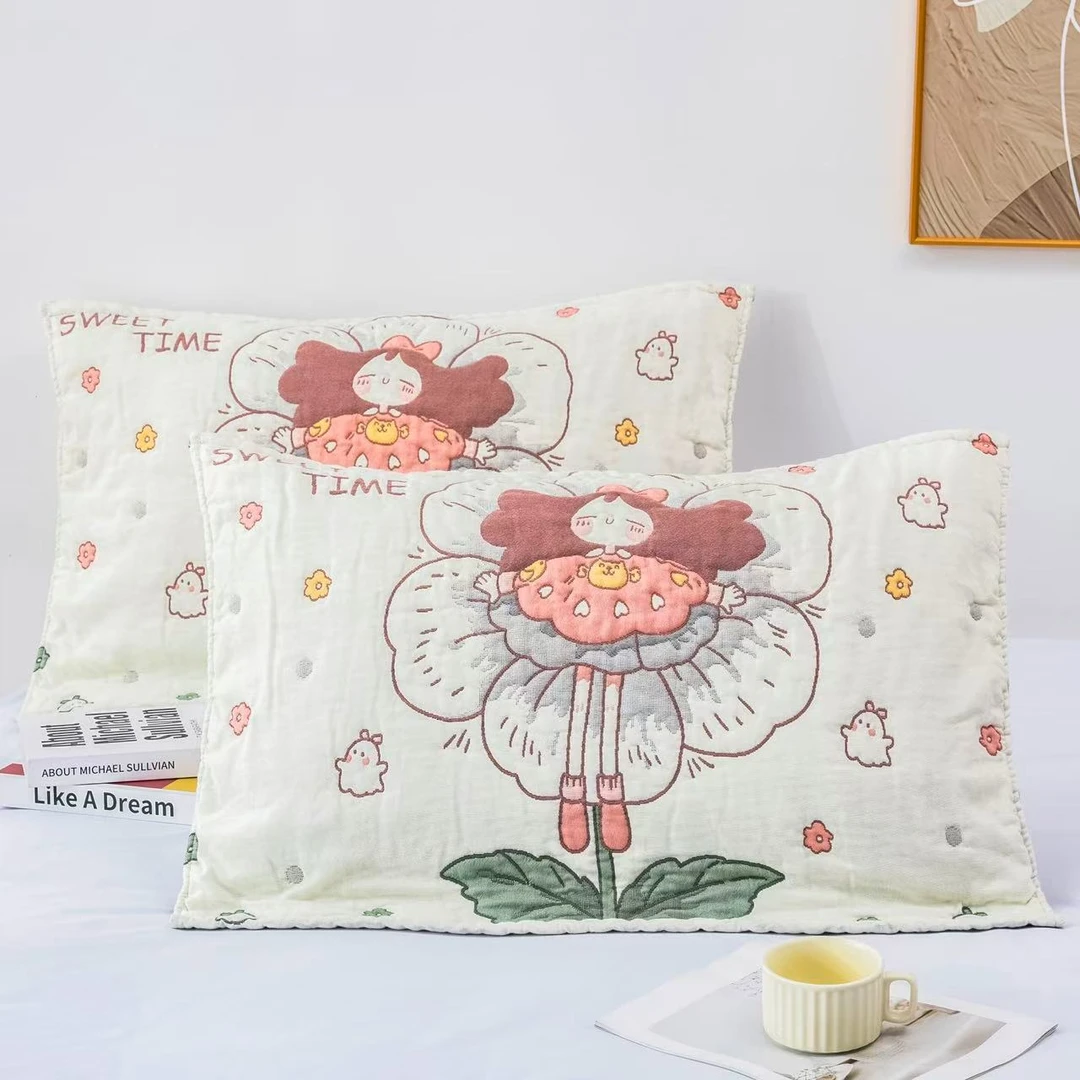 【蕊姑娘】 52*78cm 加厚纱布成人枕巾一对装