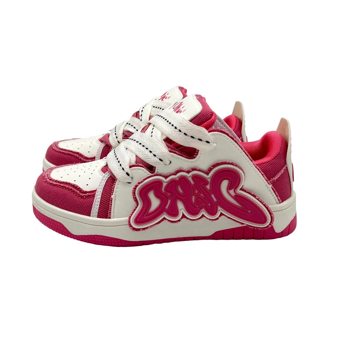 2024新款小众高街面包鞋国潮字母运动鞋情侣板鞋 935玫红