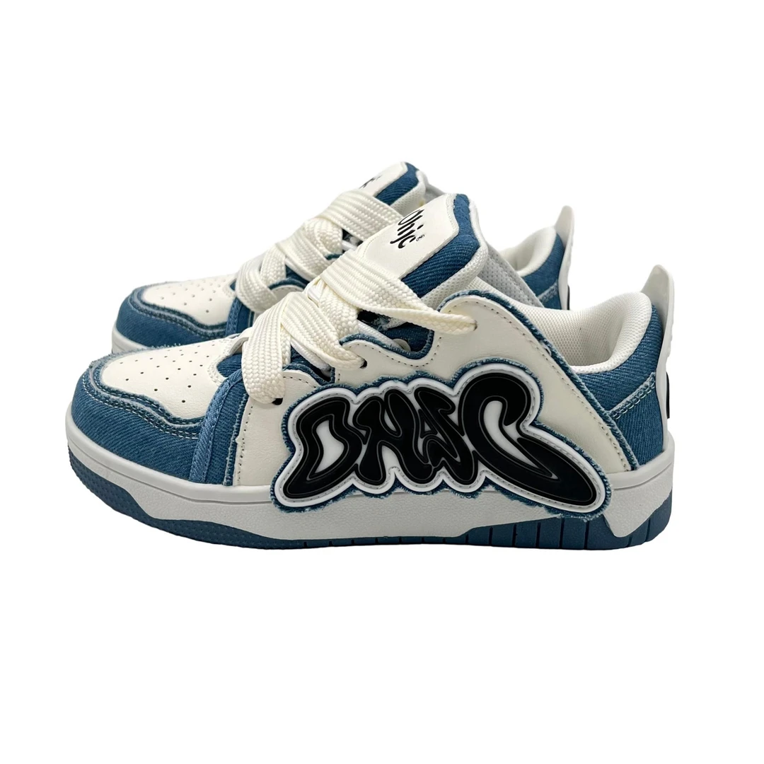 2024新款小众高街面包鞋国潮字母运动鞋情侣板鞋 935牛仔蓝