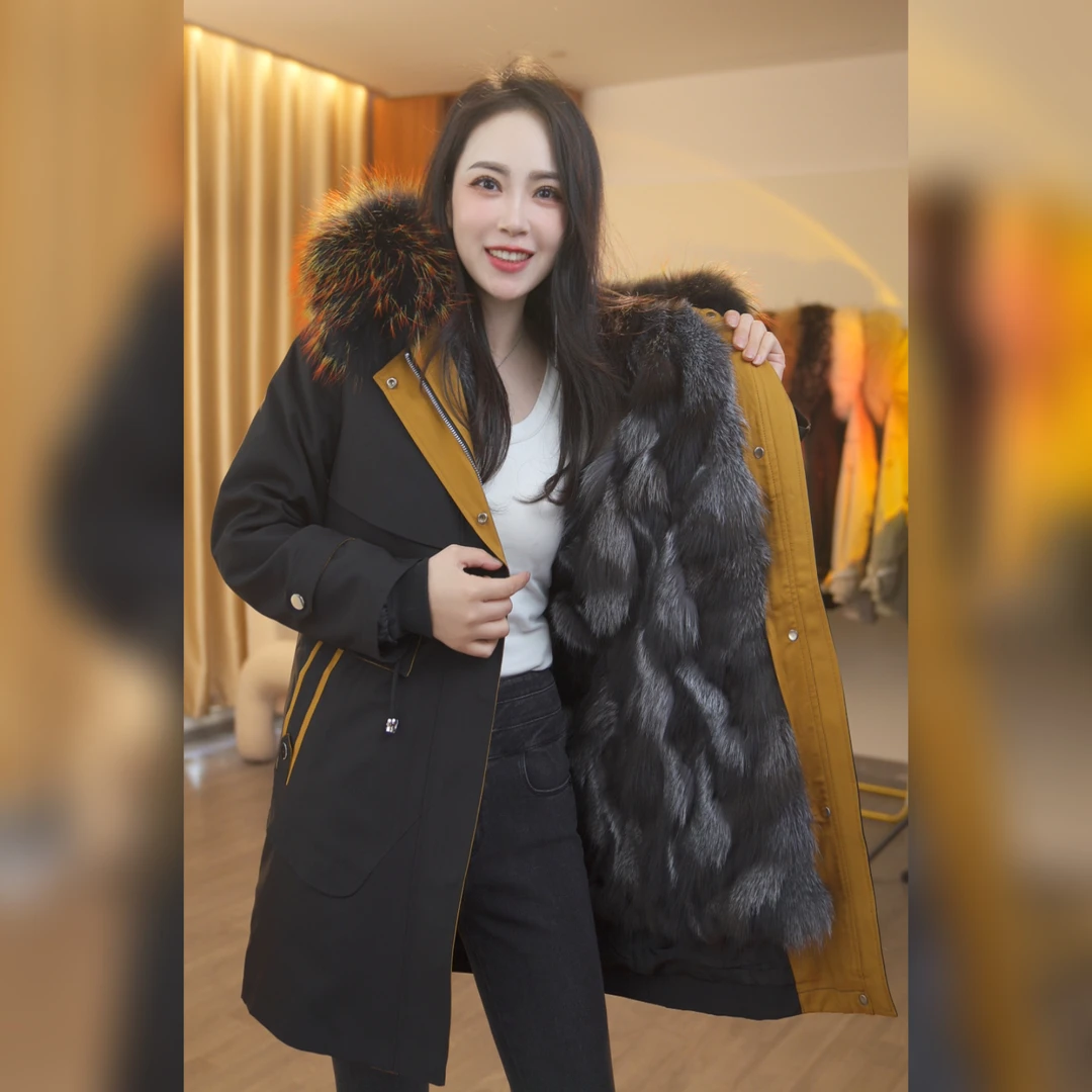 【醉红颜】设计师原创版型轻奢玄狐内胆定染四色毛领派克服