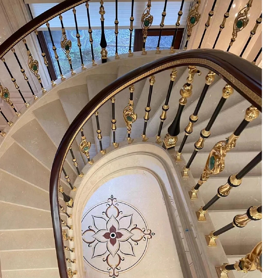 立柱护栏别墅农村自建房家用铝艺弧形旋转楼梯自装