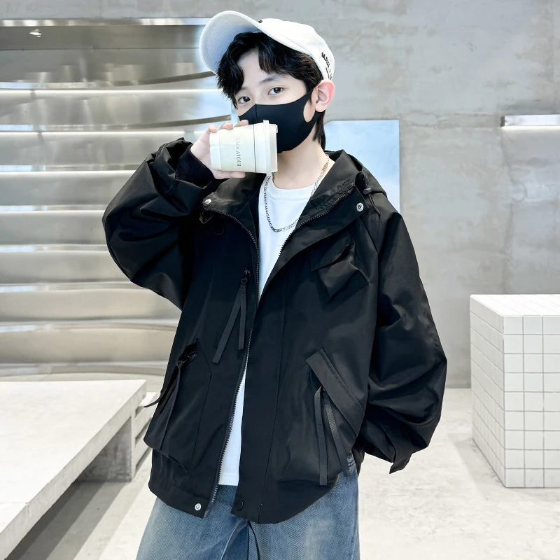 儿童装中大童男童2024新款洋气外套春秋季帅气上衣韩版休闲夹克潮