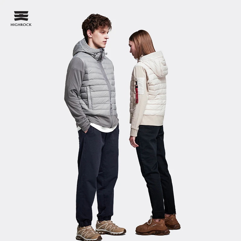 HIGHROCK/天石户外拼接羽绒服加厚男女轻便短款鹅绒防寒H086连帽