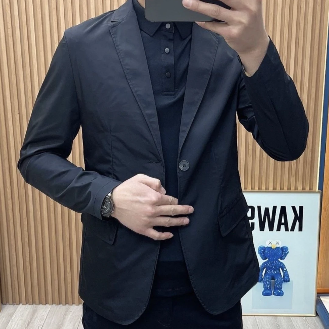 2023春夏新款休闲西服男士短款修身商务百搭帅气西装外套潮流西服