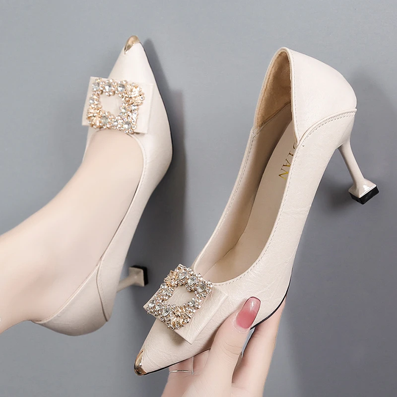 33码-40码不磨脚不累脚黑色工作鞋软皮软底百搭尖头浅口透气跟鞋