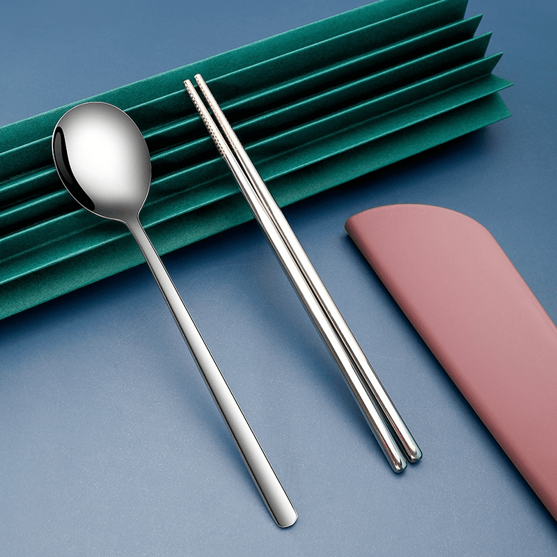 韩式餐具盒可爱创意便当便携式上班族野餐外带旅行网红家用勺子单