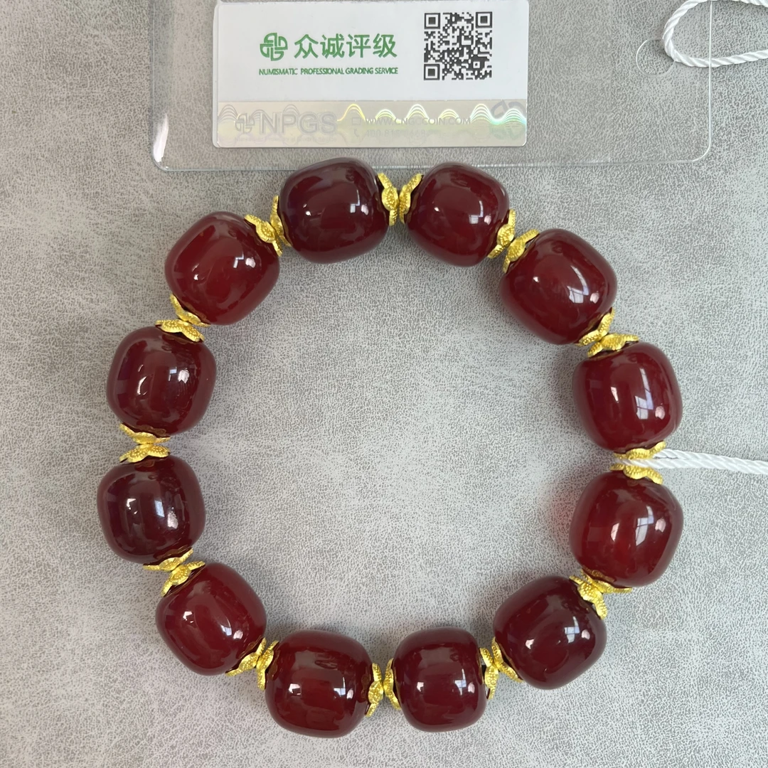 清代 高油桶珠 酱紫色 玛瑙 手串 YZ0401 [燕赵造物司]