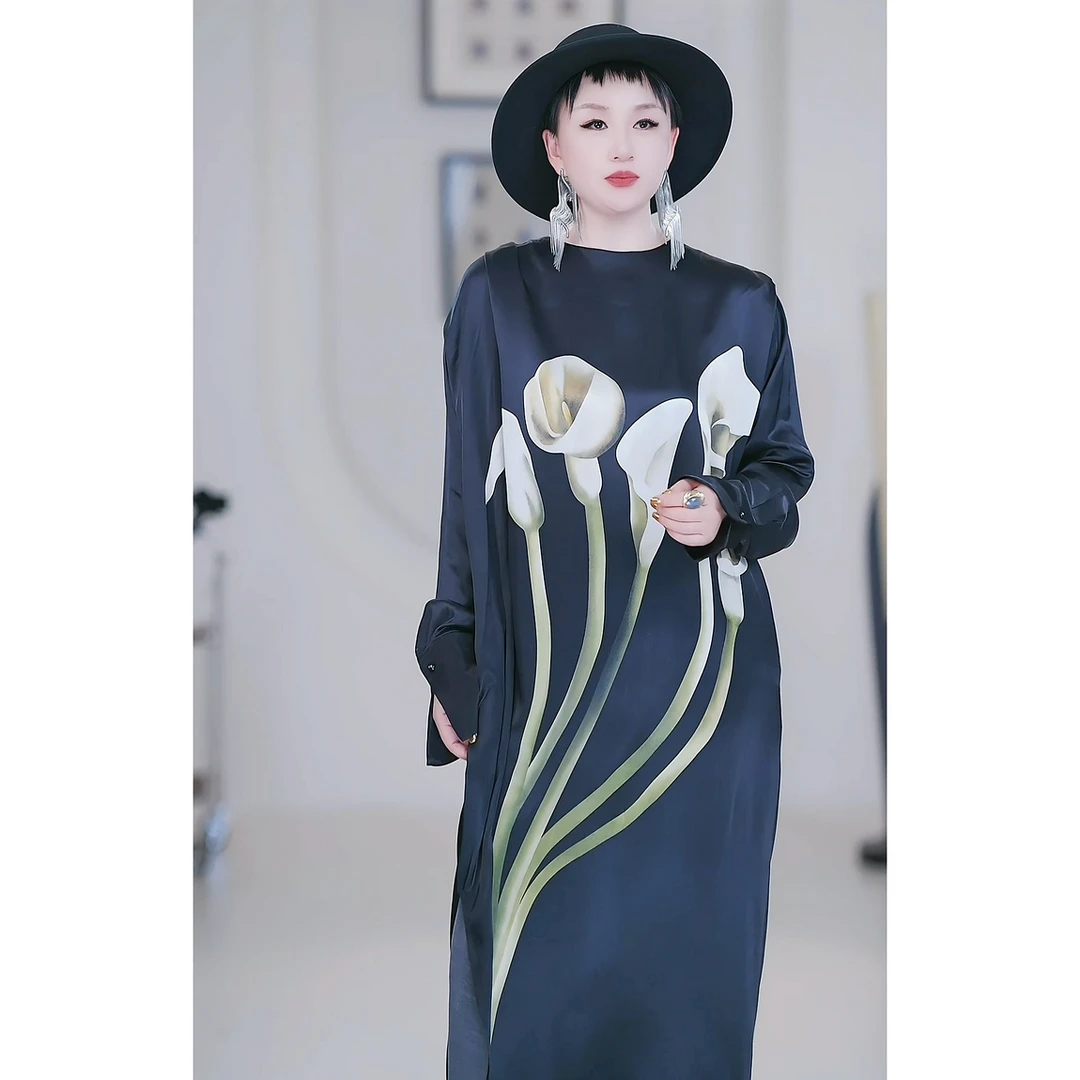 chao美！马蹄莲印花连衣裙