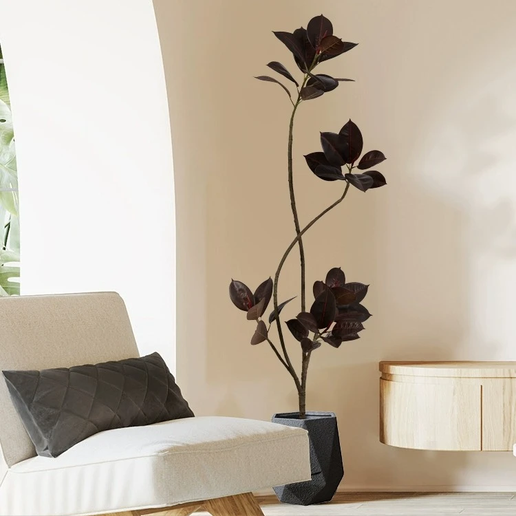 异形黑金刚轻奢橡皮树仿真绿植物仿假树客厅摆件仿真花高级感逼真