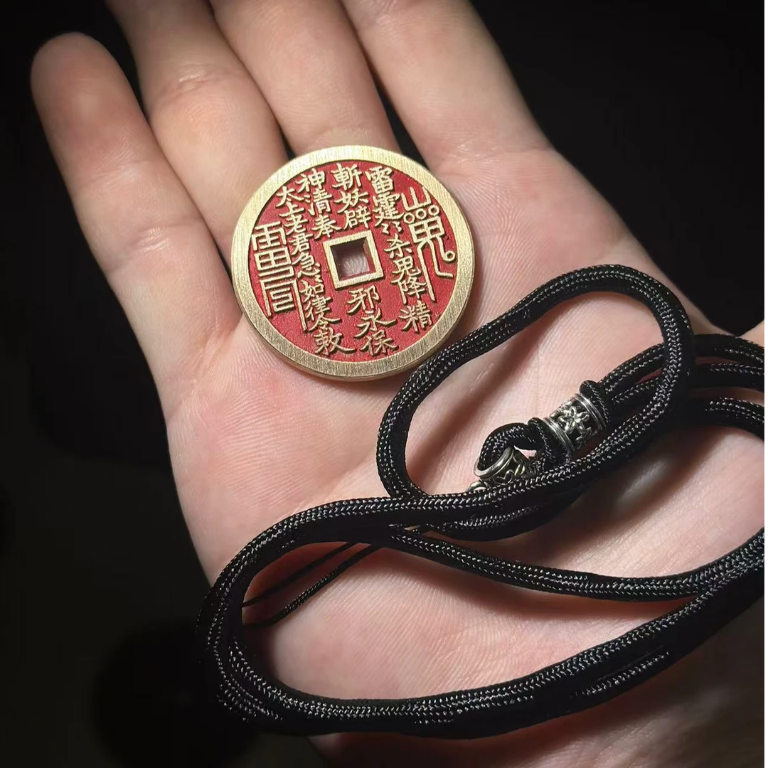 现代仿古花钱点砂方孔小山鬼（3.5直径)