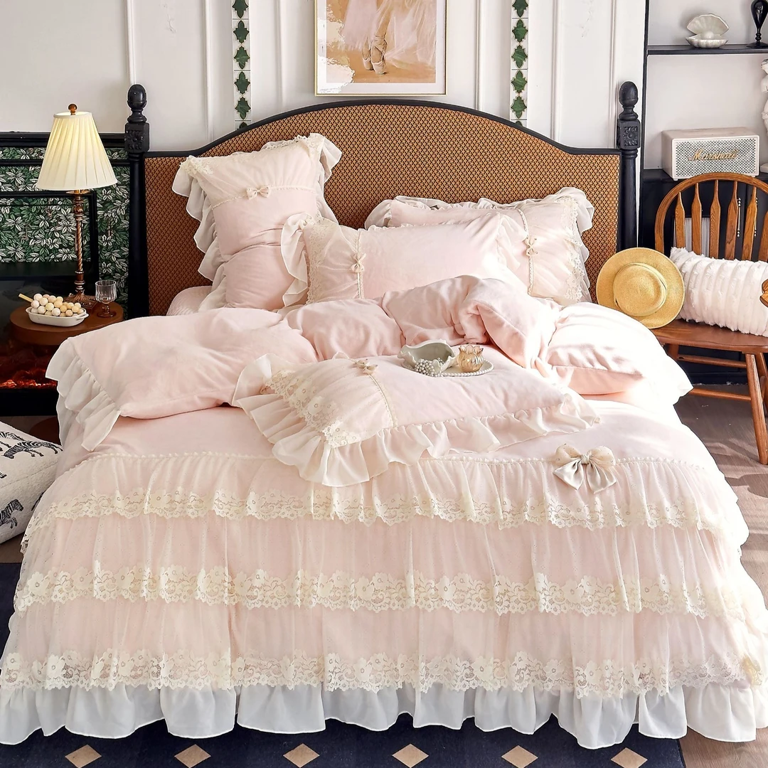 南法庄园-法式洛可可仙女公主秋冬加厚保暖云绒四件套牛奶绒床品