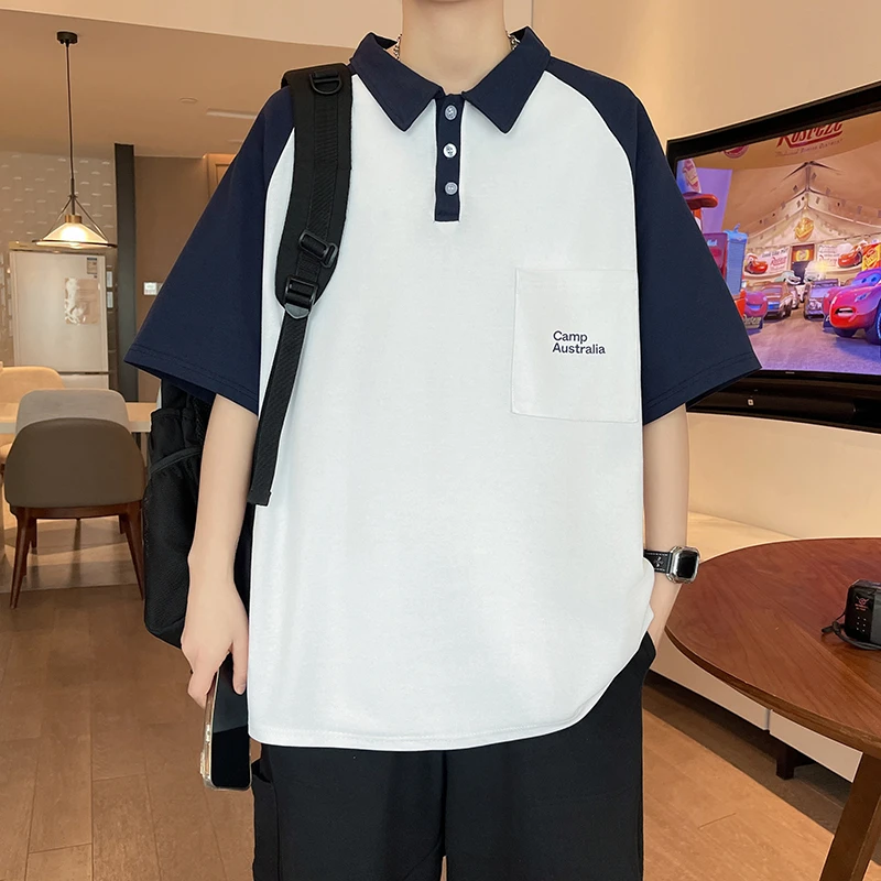 夏季青少年初高中学生中大童男孩子港风短袖T恤POLO衫半袖